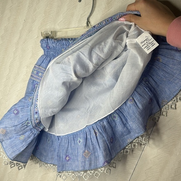 🔥 TEMPTATION POSITANO Chiesa Nuova embroidered Linen skirt MADE IN ITALY small - Picture 8 of 11